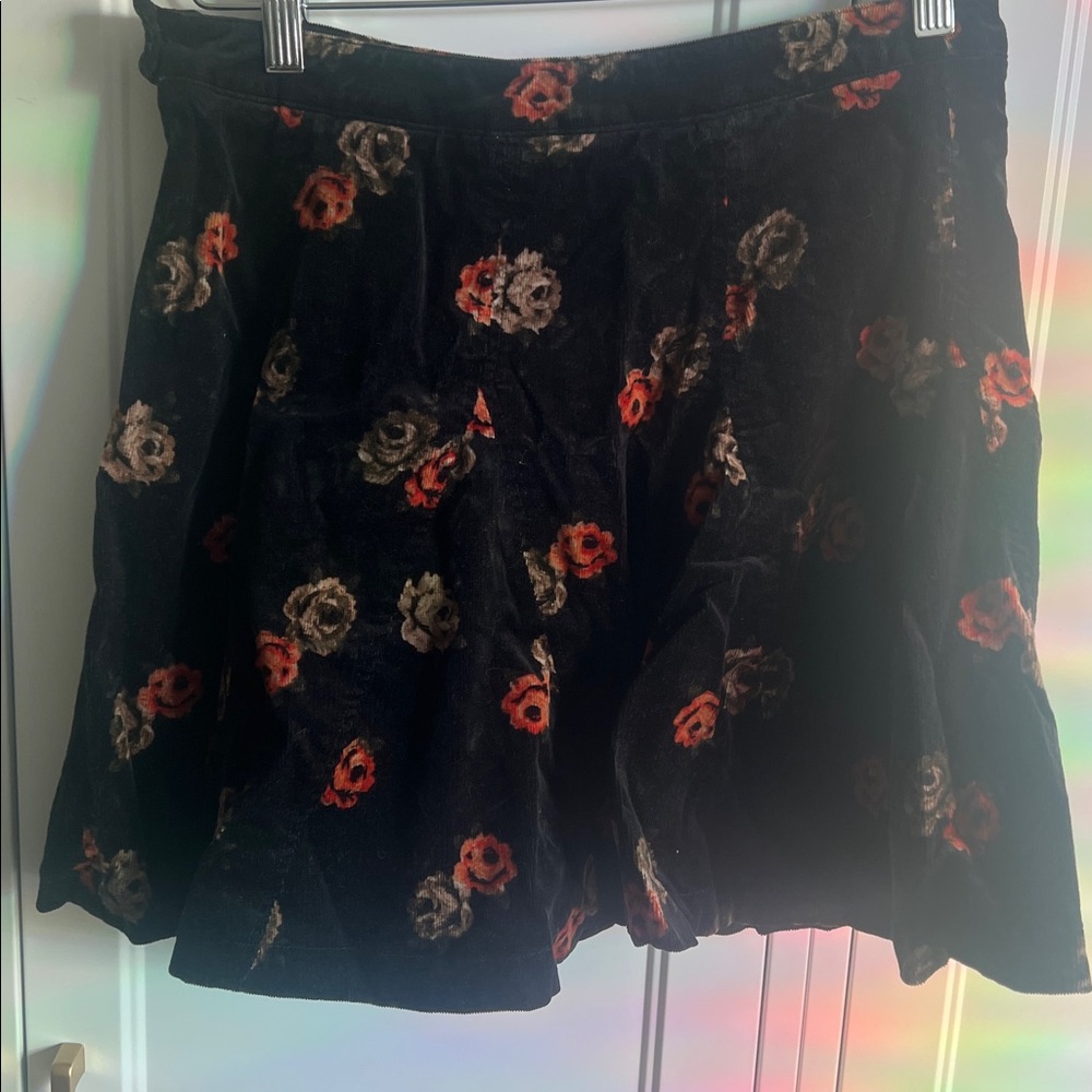 Free People Floral Black corduroy Skirt - Picture 3 of 5
